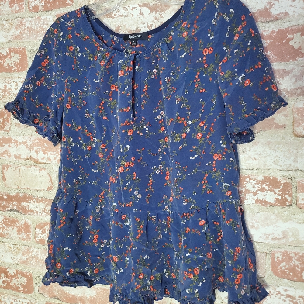 Madewell floral keyhole peplum top